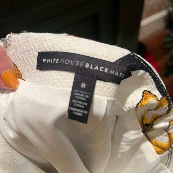 White House Black Market Cream and Black Floral Pencil Skirt - Picture 4 of 4